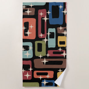 Retro Mid Century Modern Abstract Beach Towel