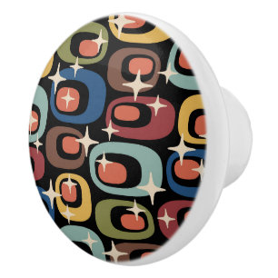 Retro Mid Century Modern Abstract Ceramic Knob