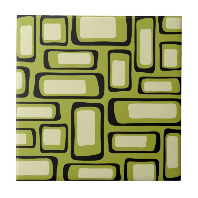 Retro Mid Century Modern Abstract Ceramic Tile (Front)