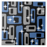 Retro Mid Century Modern Abstract Ceramic Tile<br><div class="desc">Colourful Retro Mid Century Modern Abstract Pattern in Black Grey & Blue. Mid-century modern (MCM) is a movement in interior design, product design, graphic design, architecture and urban development that was present in all the world, but more popular in the United States, Brazil and Europe from roughly 1945 to 1970...</div>