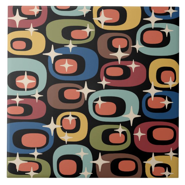 Retro Mid Century Modern Abstract Ceramic Tile (Front)