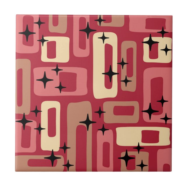 Retro Mid Century Modern Abstract Ceramic Tile (Front)