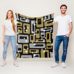 Retro Mid Century Modern Abstract Fleece Blanket