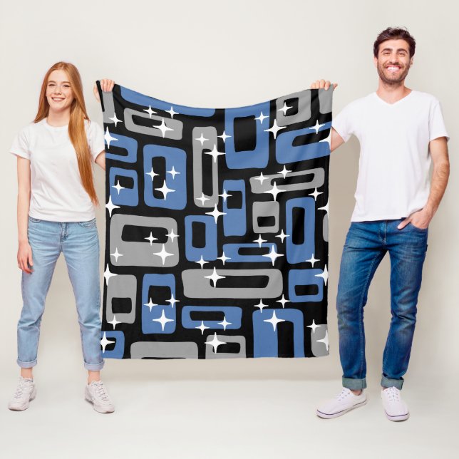 Retro Mid Century Modern Abstract Fleece Blanket (In Situ)