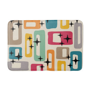 Retro Mid Century Modern Abstract Pattern Bath Mat