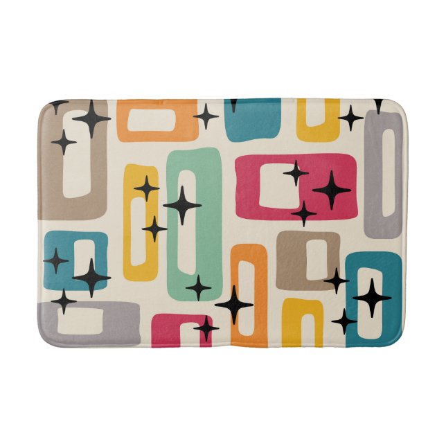 Retro Mid Century Modern Abstract Pattern Bath Mat (Front)