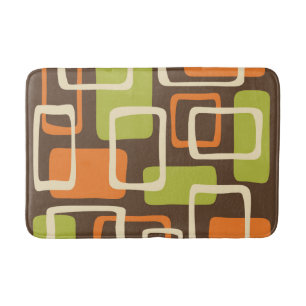 Retro Mid Century Modern Abstract Pattern Bath Mat