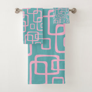 Retro Mid Century Modern Abstract Pattern Bath Towel Set