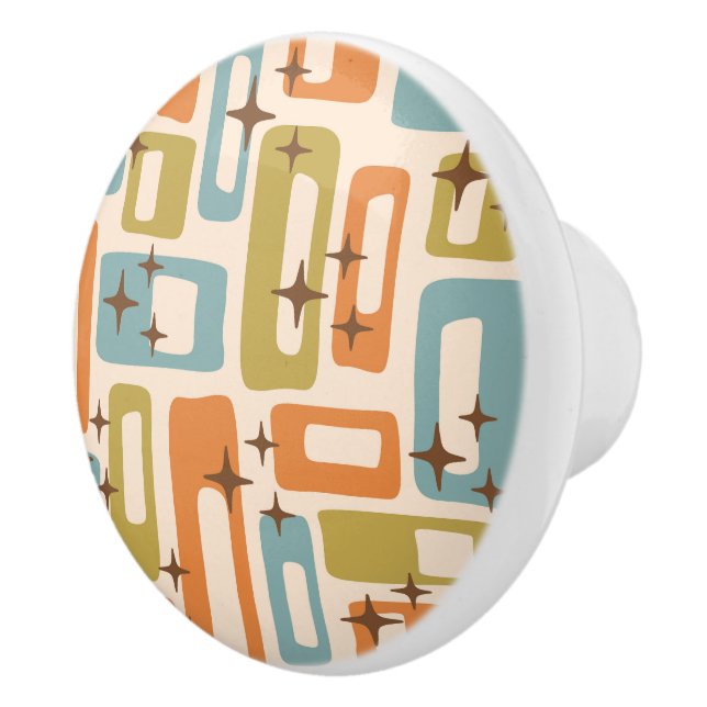 Retro Mid Century Modern Abstract Pattern Ceramic Knob (Right)