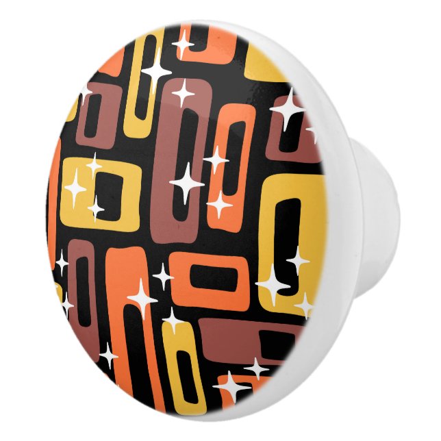 Retro Mid Century Modern Abstract Pattern Ceramic Knob (Right)