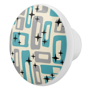 Retro Mid Century Modern Abstract Pattern Ceramic Knob