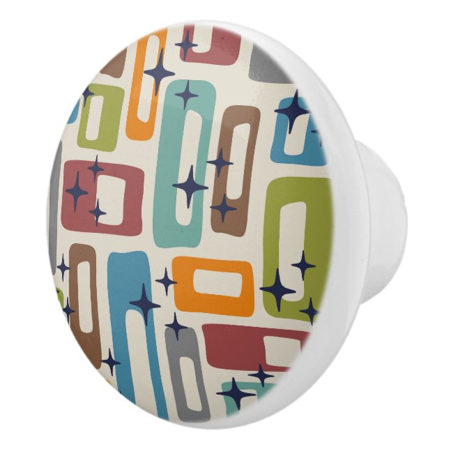 Retro Mid Century Modern Abstract Pattern Ceramic Knob (Right)