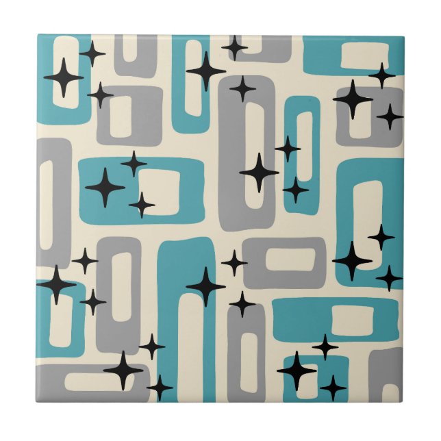 Retro Mid Century Modern Abstract Pattern Ceramic Tile (Front)
