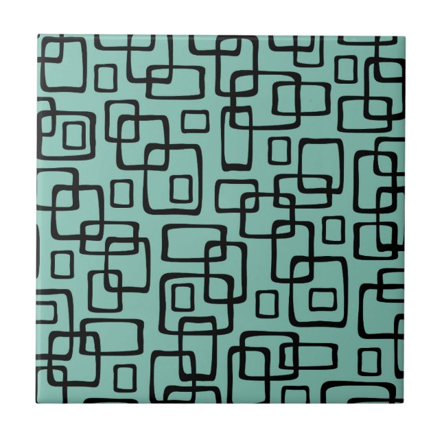 Retro Mid Century Modern Abstract Pattern Ceramic Tile (Front)