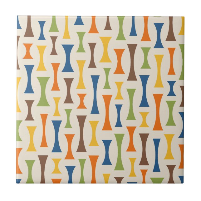Retro Mid Century Modern Abstract Pattern Ceramic Tile (Front)