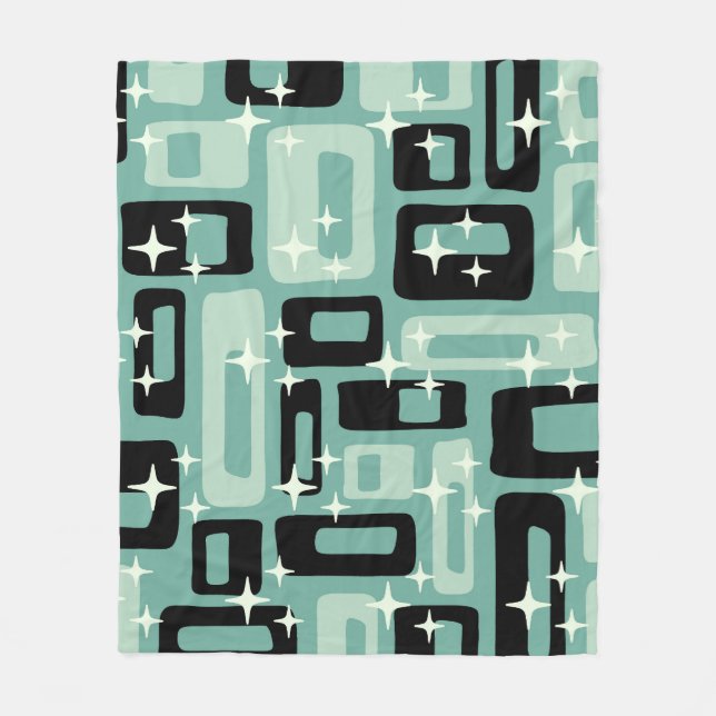 Retro Mid Century Modern Abstract Pattern Fleece Blanket (Front)