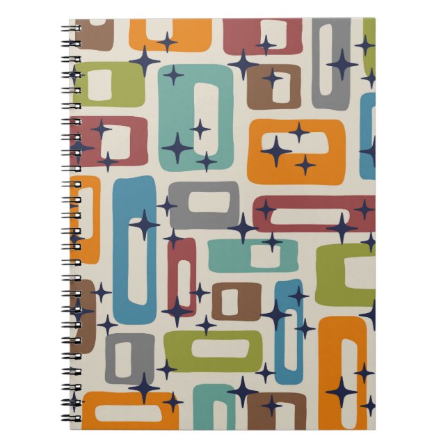 Retro Mid Century Modern Abstract Pattern Notebook (Front)
