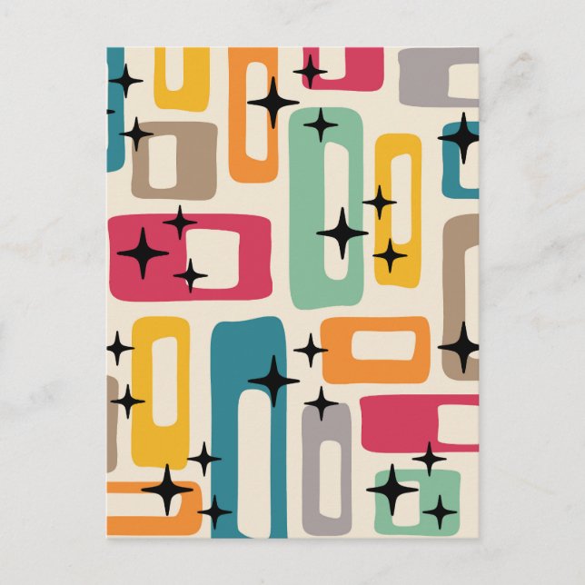 Retro Mid Century Modern Abstract Pattern Postcard (Front)