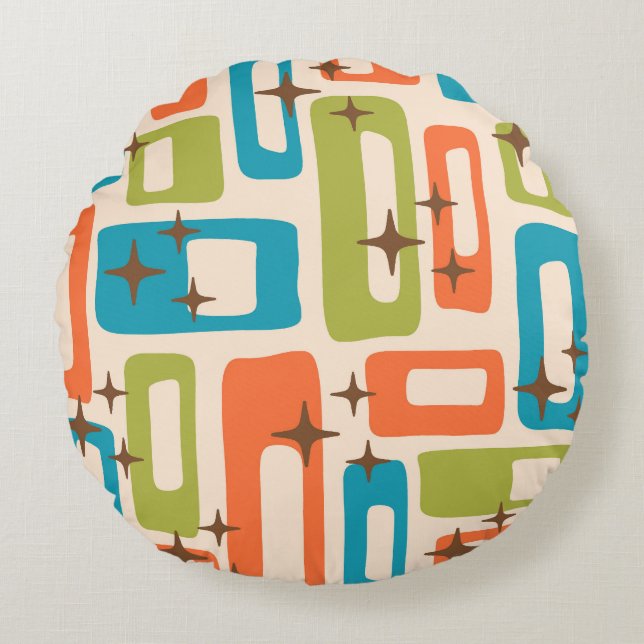 Retro Mid Century Modern Abstract Pattern Round Cushion (Front)
