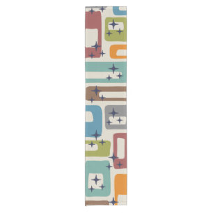 Retro Mid Century Modern Abstract Pattern Short Table Runner