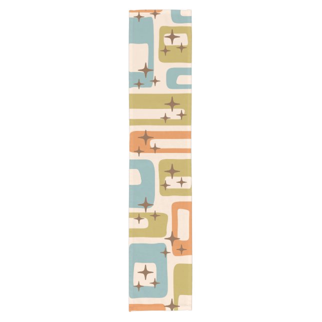 Retro Mid Century Modern Abstract Pattern Short Table Runner (Front)