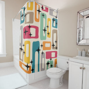 Retro Mid Century Modern Abstract Pattern Shower Curtain