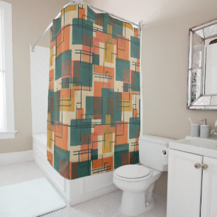 Retro Mid Century Modern Abstract Pattern Shower Curtain
