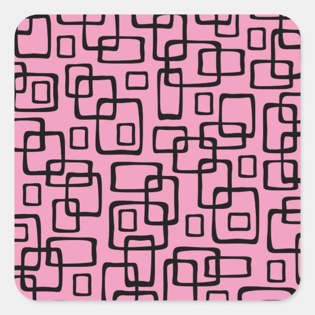 Retro Mid Century Modern Abstract Pattern Square Sticker (Front)