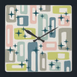 Retro Mid Century Modern Abstract Pattern Square Wall Clock<br><div class="desc">Colourful Retro Mid Century Modern Abstract Pattern.</div>