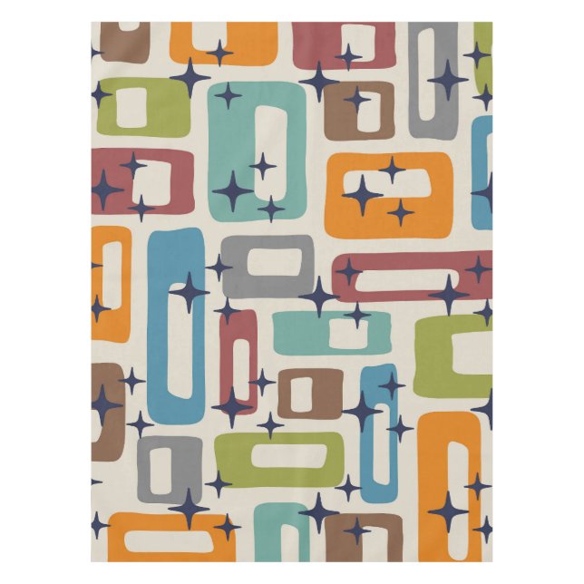 Retro Mid Century Modern Abstract Pattern Tablecloth (Front)