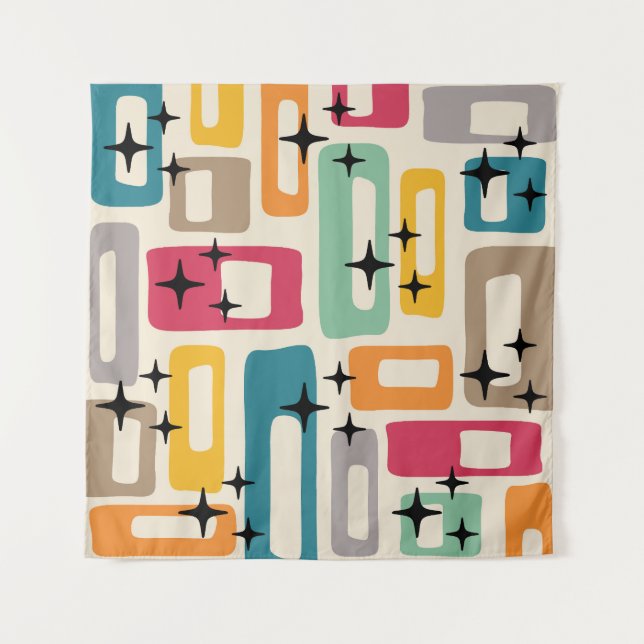 Retro Mid Century Modern Abstract Pattern Tapestry (Front)