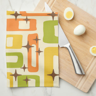 Retro Mid Century Modern Abstract Pattern Tea Towel
