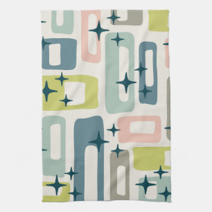 Retro Mid Century Modern Abstract Pattern Tea Towel