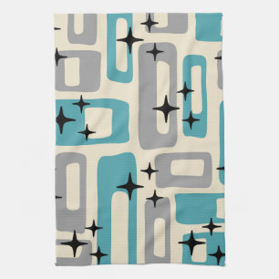 Retro Mid Century Modern Abstract Pattern Tea Towel