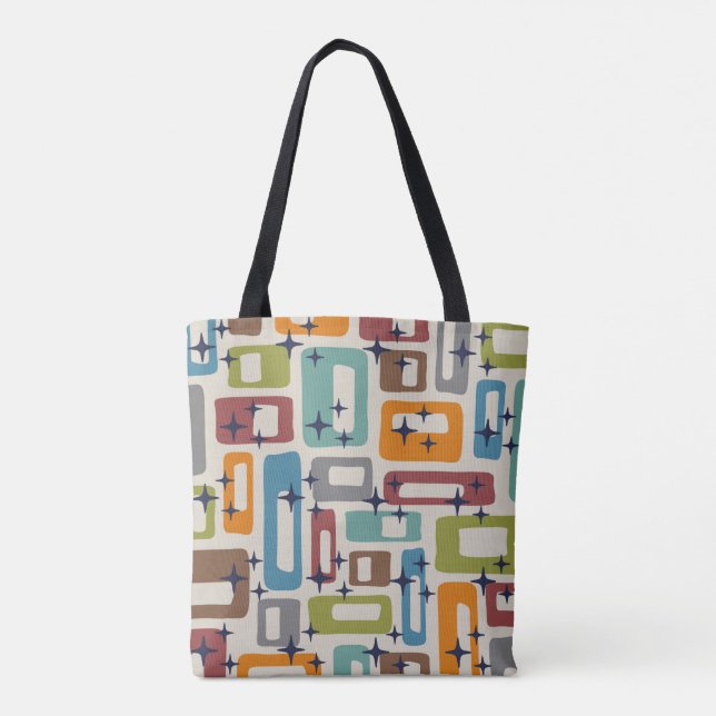 Retro Mid Century Modern Abstract Pattern Tote Bag (Back)