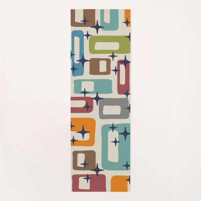Retro Mid Century Modern Abstract Pattern Yoga Mat (Front)