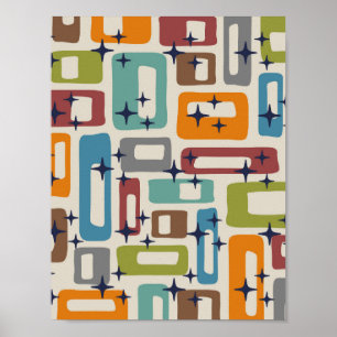Retro Mid Century Modern Abstract Poster