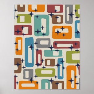 Retro Mid Century Modern Abstract Poster