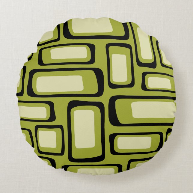 Retro Mid Century Modern Abstract Round Cushion (Front)