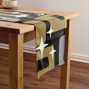 Retro Mid Century Modern Abstract Short Table Runner