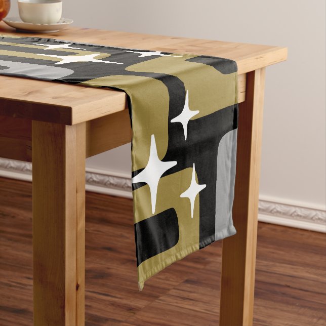 Retro Mid Century Modern Abstract Short Table Runner (In Situ)
