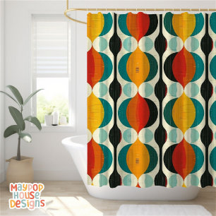 Retro Mid Century Modern Abstract Shower Curtain