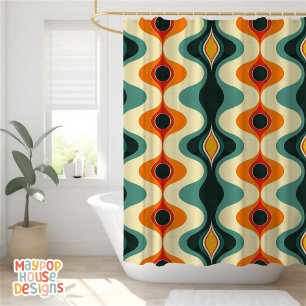 Retro Mid Century Modern Abstract Shower Curtain