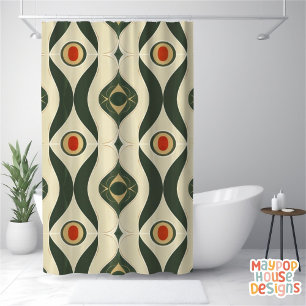 Retro Mid Century Modern Abstract Shower Curtain