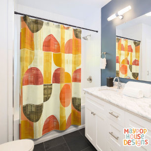 Retro Mid Century Modern Abstract Shower Curtain