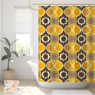 Retro Mid Century Modern Abstract Shower Curtain