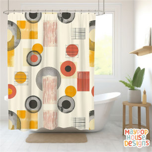 Retro Mid Century Modern Abstract Shower Curtain