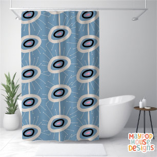 Retro Mid Century Modern Abstract Shower Curtain