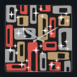 Retro Mid Century Modern Abstract Square Wall Clock<br><div class="desc">Colourful Retro Mid Century Modern Abstract Pattern. Mid-century modern (MCM) is a movement in interior design, product design, graphic design, architecture and urban development that was present in all the world, but more popular in the United States, Brazil and Europe from roughly 1945 to 1970 during the United States's post-World...</div>