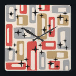 Retro Mid Century Modern Abstract Square Wall Clock<br><div class="desc">Colourful Retro Mid Century Modern Abstract Pattern. Mid-century modern (MCM) is a movement in interior design, product design, graphic design, architecture and urban development that was present in all the world, but more popular in the United States, Brazil and Europe from roughly 1945 to 1970 during the United States's post-World...</div>